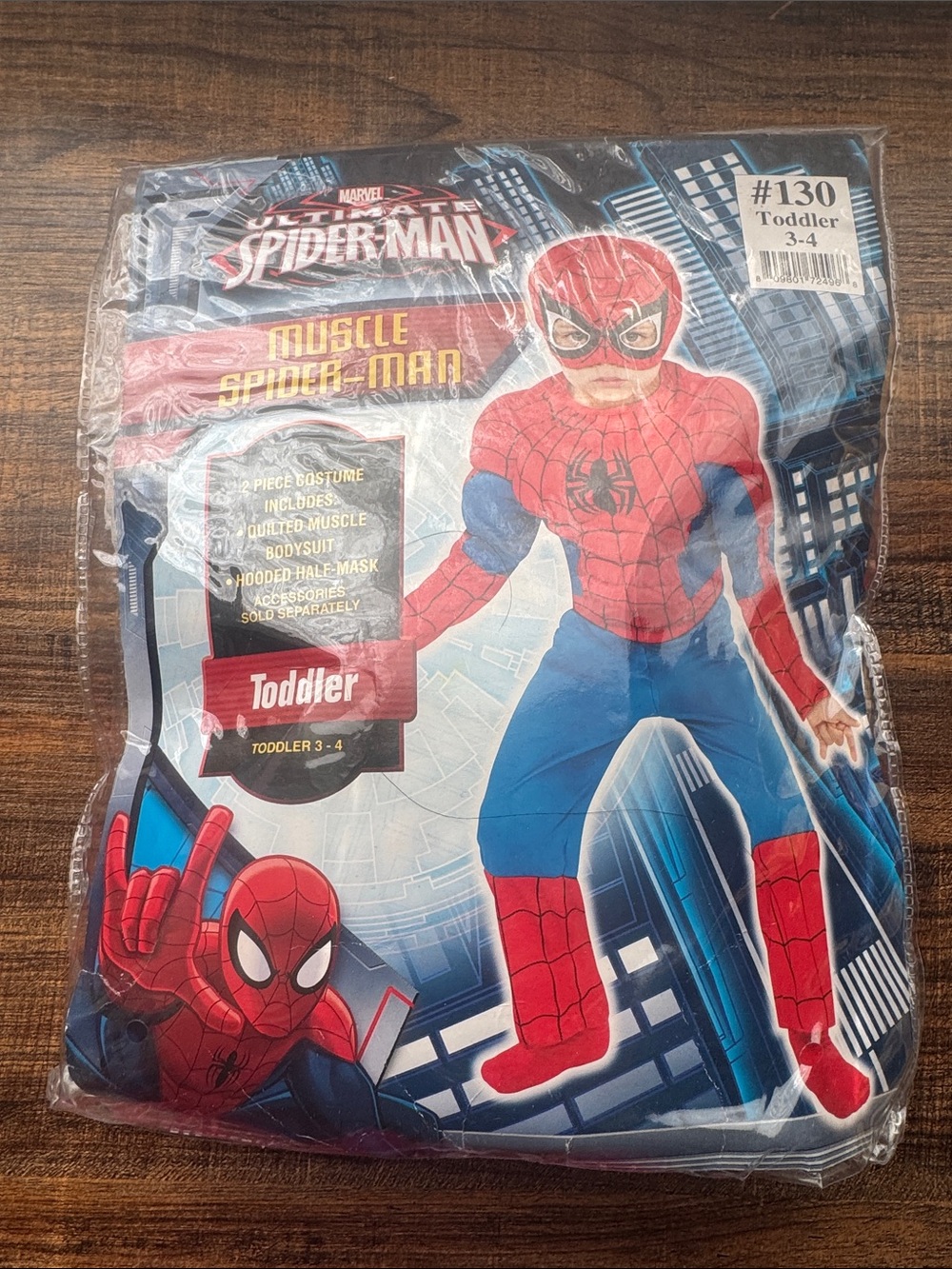 Marvel Spider-Man Muscle Costume Toddler Size 3T 4T Jumpsuit Mask NWT